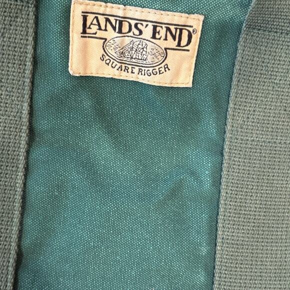 Lands End USA Green Canvas Square Rigger Travel Messenger Satchel Bag Vintage - Picture 3 of 12
